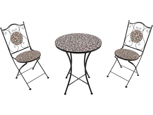 3-delige Bistroset met Tafel en 2 Stoelen in Roze Mozaรฏek