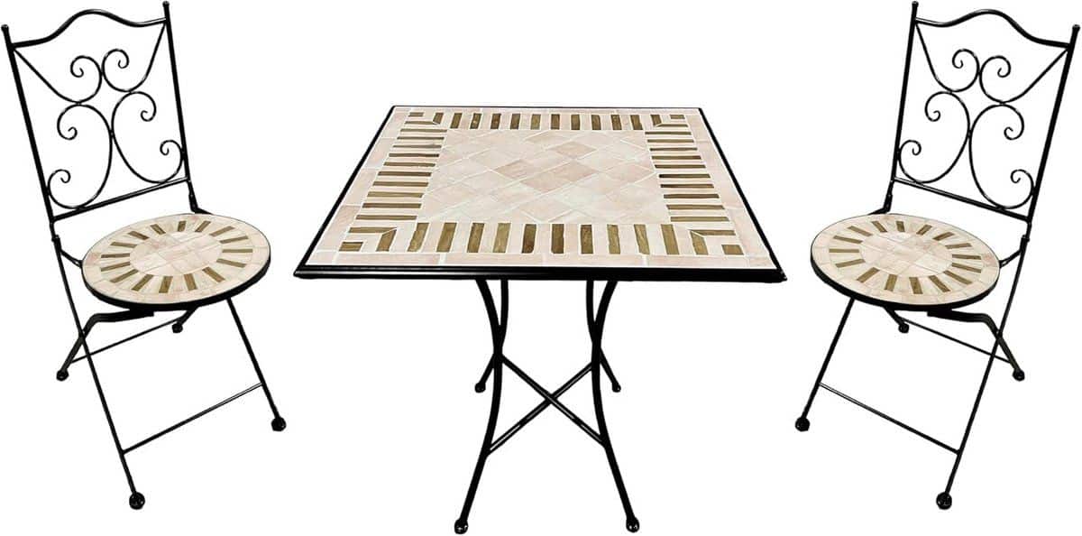 3 delige bistroset met vierkante tafel en 2 stoelen