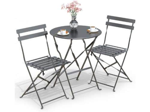 3-Delige Bistroset Voor Buiten - Stalen Tafel & 2 Klapstoelen