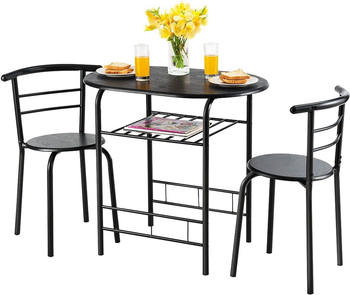 3 delige eet en balkonset: tafel met 2 opklapbare stoelen