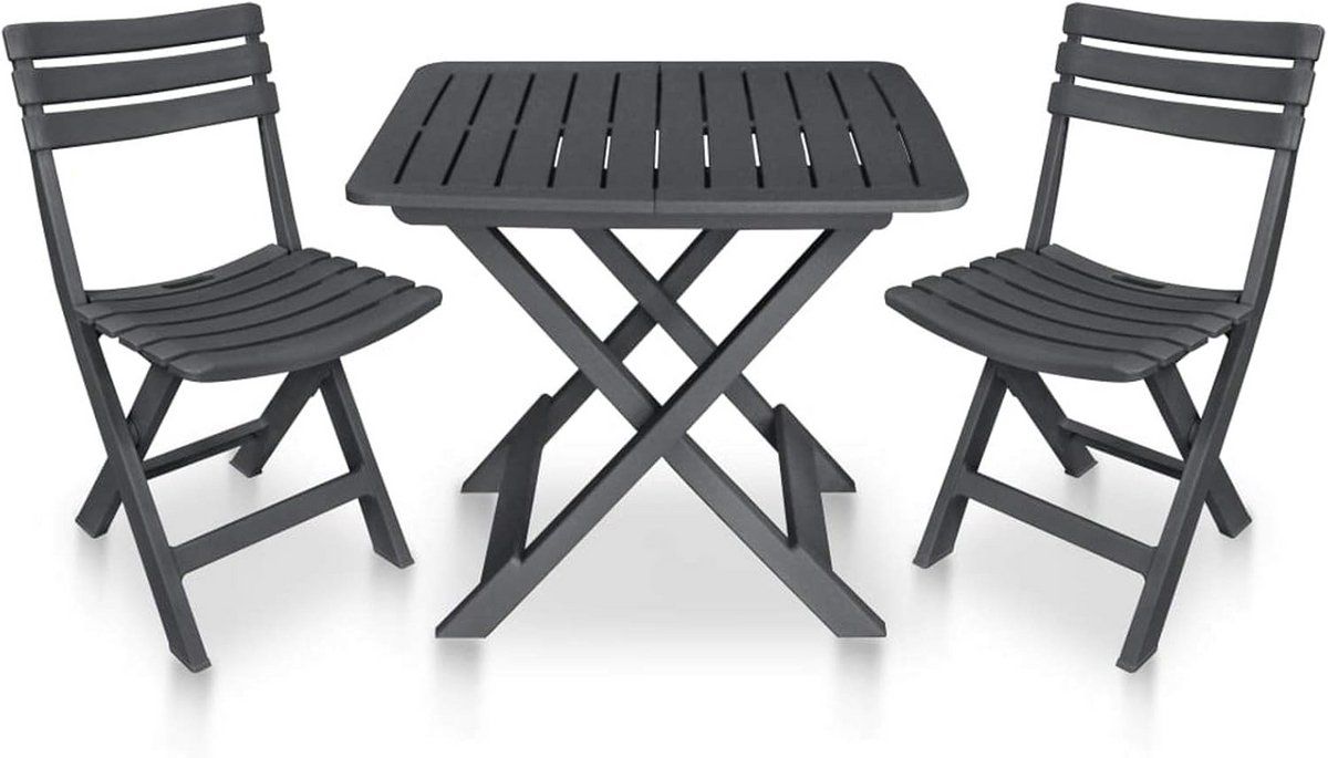 3 delige inklapbare bistroset tuinmeubelen balkon zitgroep met klaptafel en 2