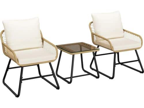 3-delige polyrotan bistroset bistrotafel met 2 stoelen tuinmeubelset balkonmeubels klein