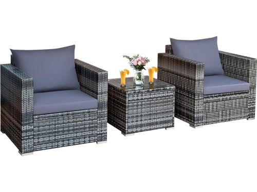 3-delige polyrotan set rotan meubelen, rotan zitgarnituur met tafel van