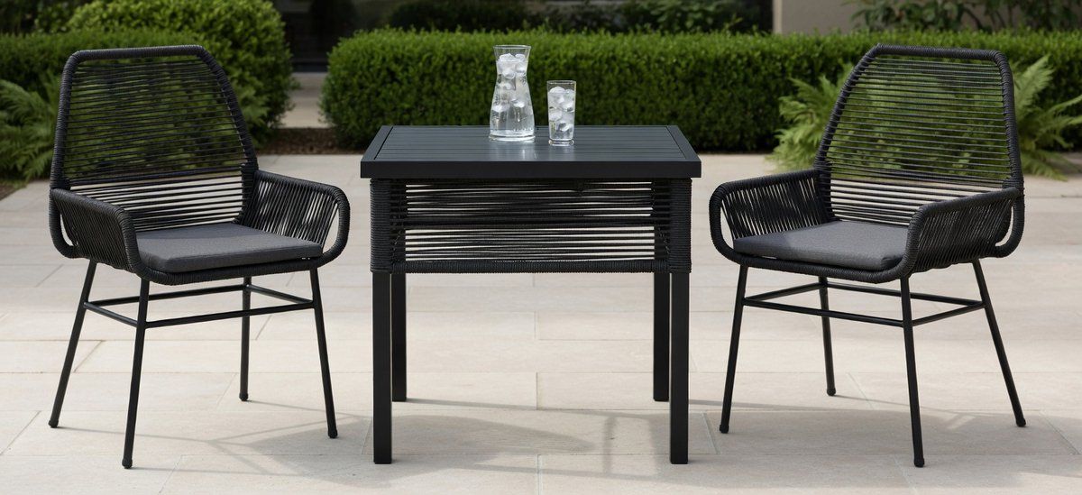 3 delige tuin dining set poly zwart set poly