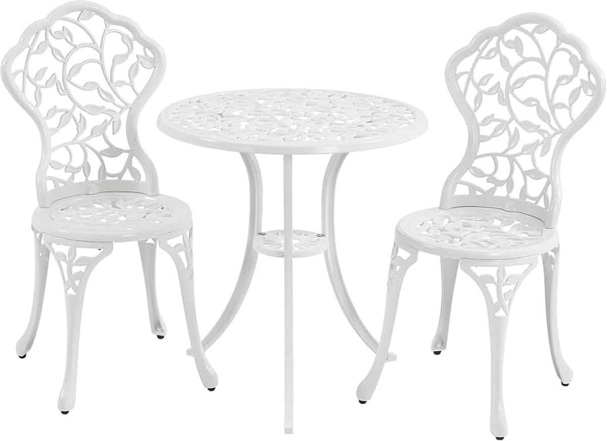 3 delige tuinmeubelset, 2 stoelen & 1 tafel, bistroset van metaal