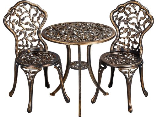 3-delige tuinmeubelset, 2 stoelen en 1 tafel, bistroset van metaal