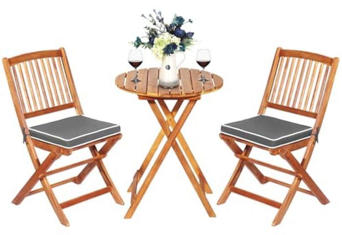 3 delige tuinmeubelset van acaciahout inklapbare balkonset met ronde tafel