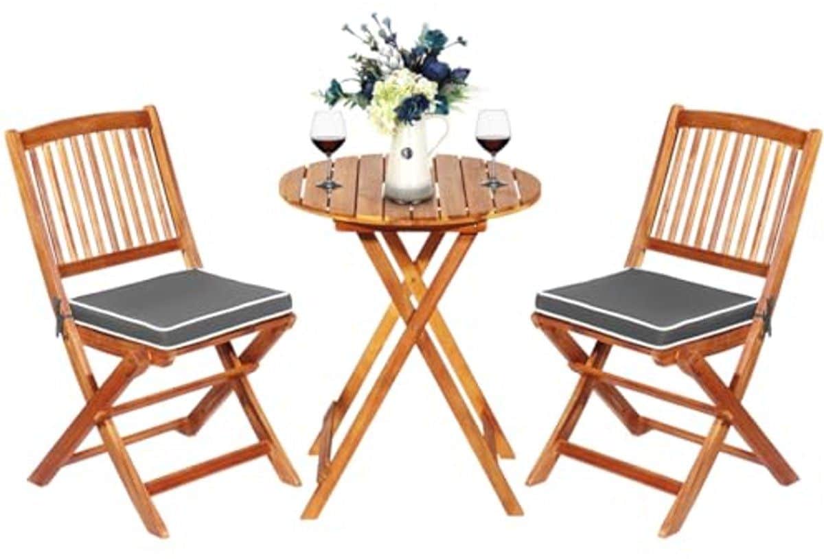 3 delige tuinmeubelset van acaciahout inklapbare balkonset met ronde tafel