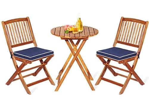 3-delige tuinmeubelset van acaciahout - inklapbare balkonset met ronde tafel