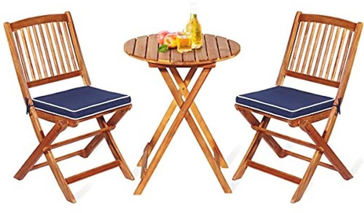 3 delige tuinmeubelset van acaciahout inklapbare balkonset met ronde tafel