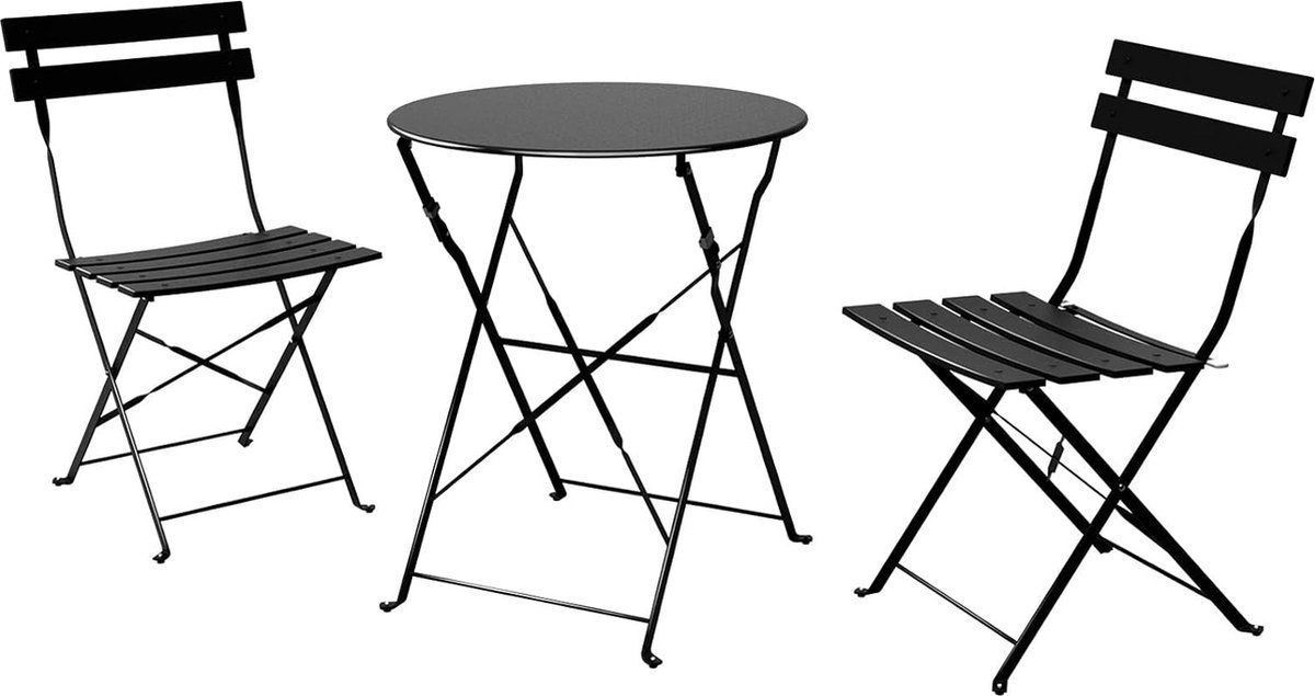 3 stuks, balkonset, zitgroep, 2 stoelen en 1 tafel