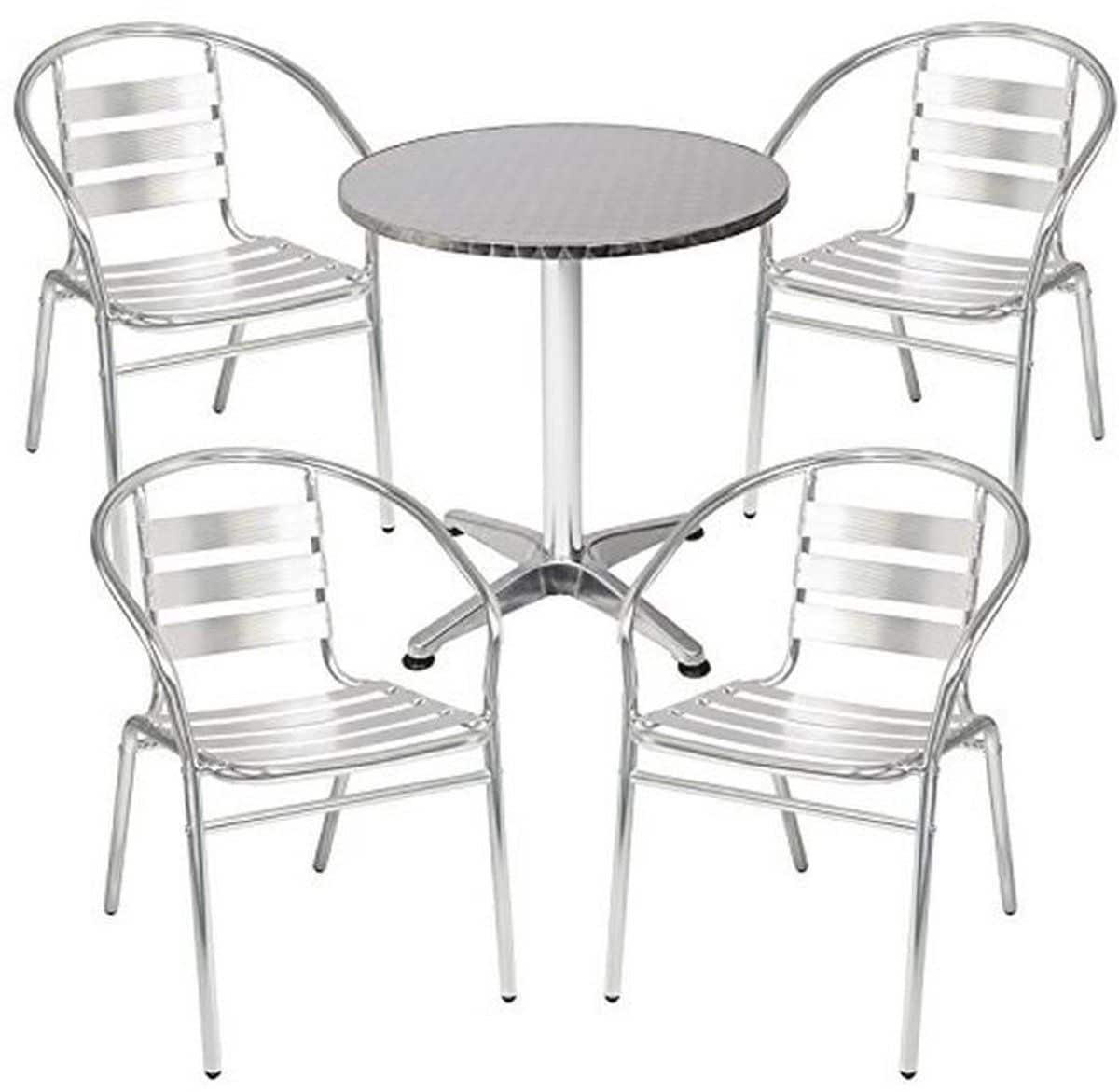 4 delig bistroset met ronde aluminium tafel Ø 60 cm en