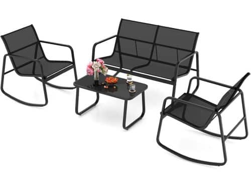 4-delige Bistroset met Schommelstoelen en Tafel voor Buiten
