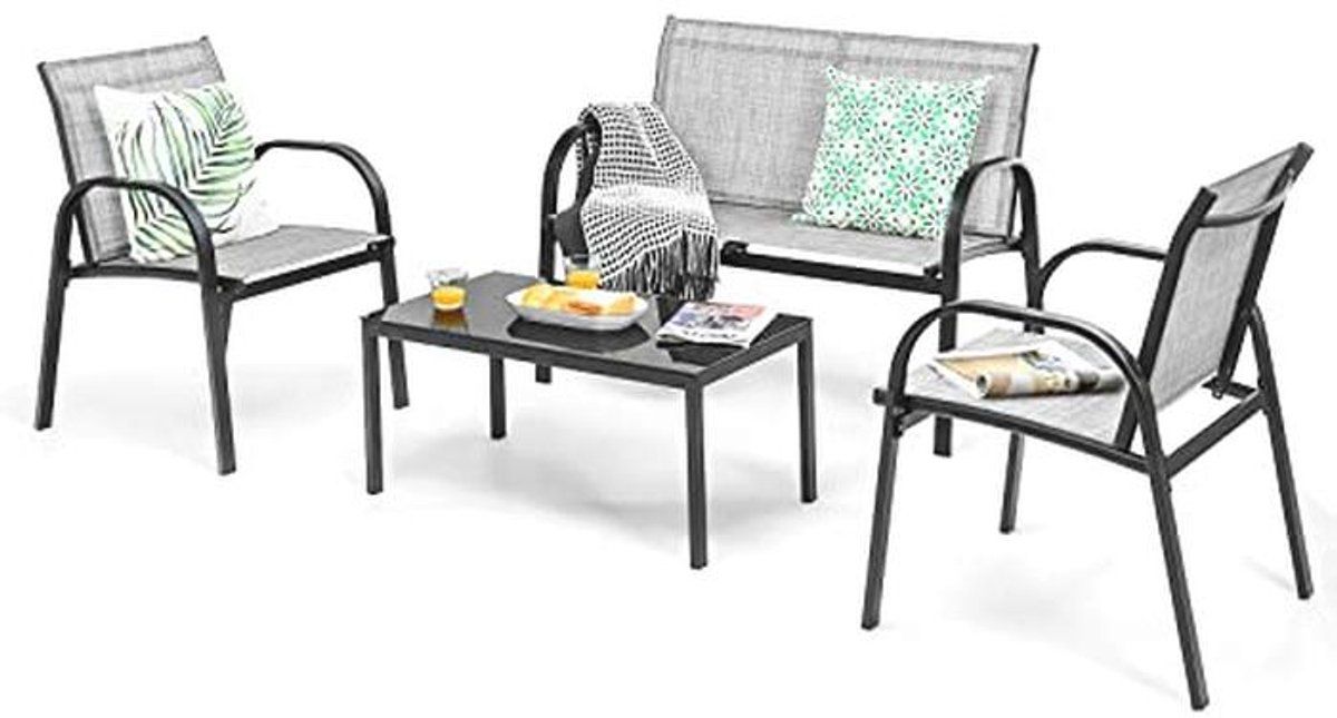 4 delige tuinmeubelset voor 4 personen balkonset met stoelen en