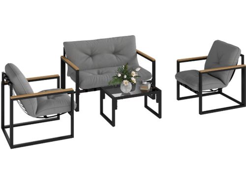 4-personen terrasset van Outsunny, 4-delige balkonset met bank