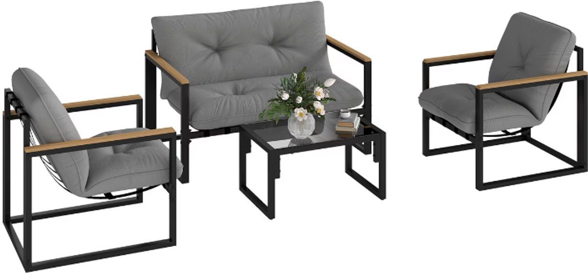 4 personen terrasset van outsunny, 4 delige balkonset met bank