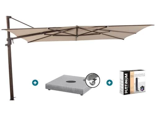 4 Seasons Finca zweefparasol 4x3 m - Zand/ Donkere houtlook