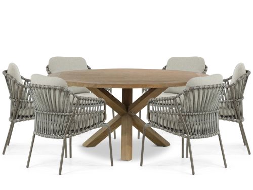 4 Seasons Outdoor Capalbio/Sand City 160 cm dining tuinset 7-delig