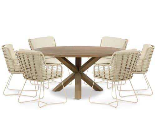 4 Seasons Outdoor Fabrice/Sand City 160 cm dining tuinset 7-delig