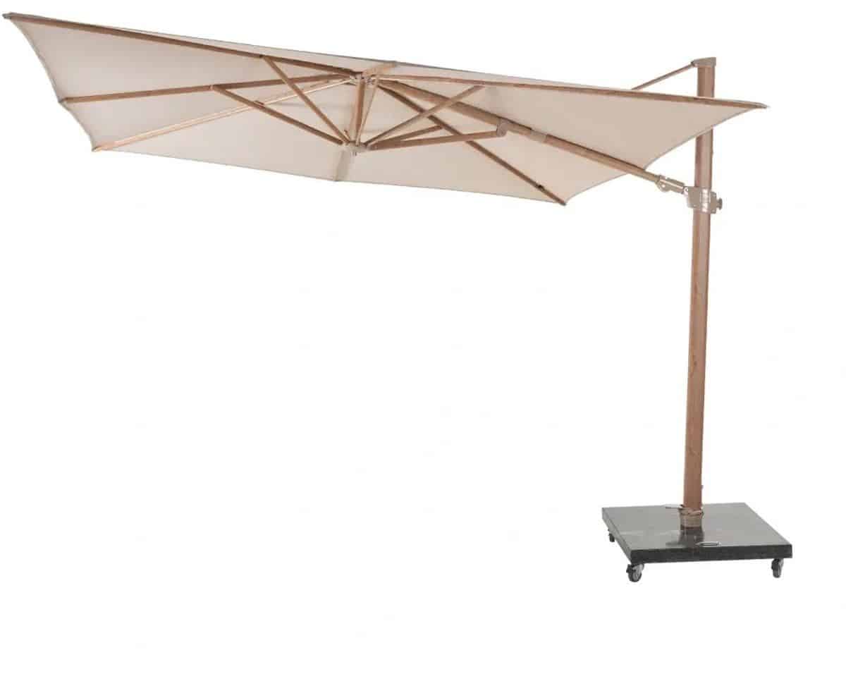 4 seasons outdoor siesta premium zweefparasol 300×300 sand/houtlook frame