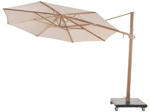4 Seasons Outdoor Siesta Premium Zweefparasol Ø350 - Sand/Houtlook Frame