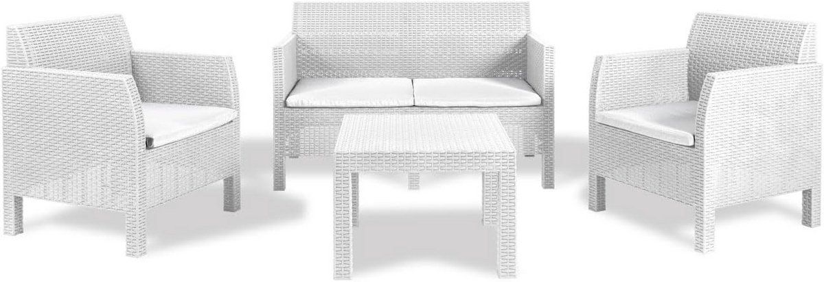 4 zits tuinset buiten bank, stoelen en salontafel in rotan look