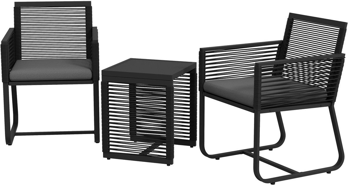 4goodz 3 delige bistroset modern design zwart/grijs