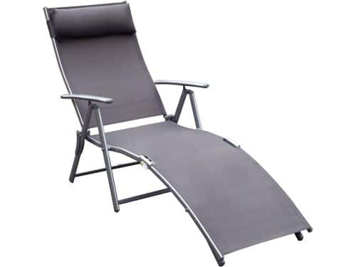 4goodz Comfortabele Zonnebed 7-standen - Textileen ligstoel - Grijs