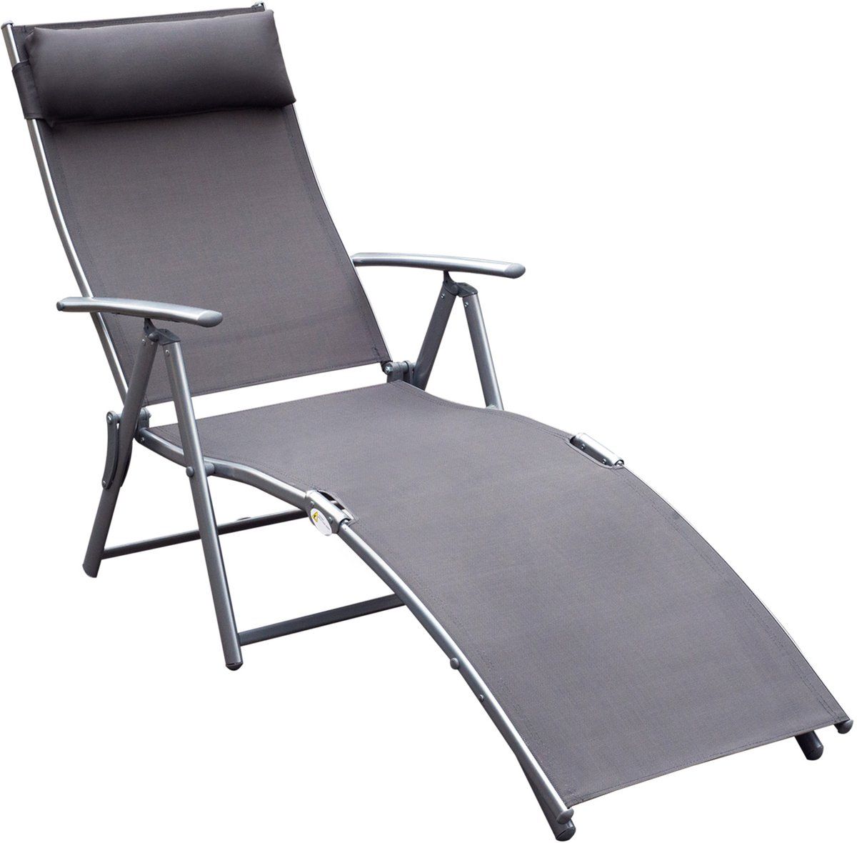 4goodz comfortabele zonnebed 7 standen textileen ligstoel grijs