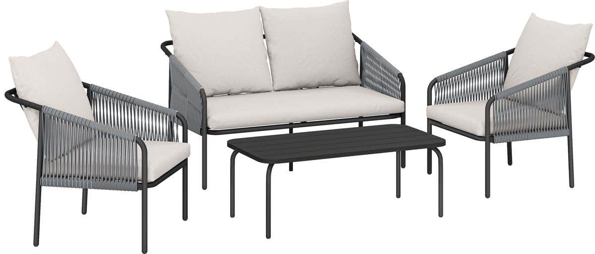 4goodz tuinmeubelset 4 delig met salontafel bank en 2 stoelen