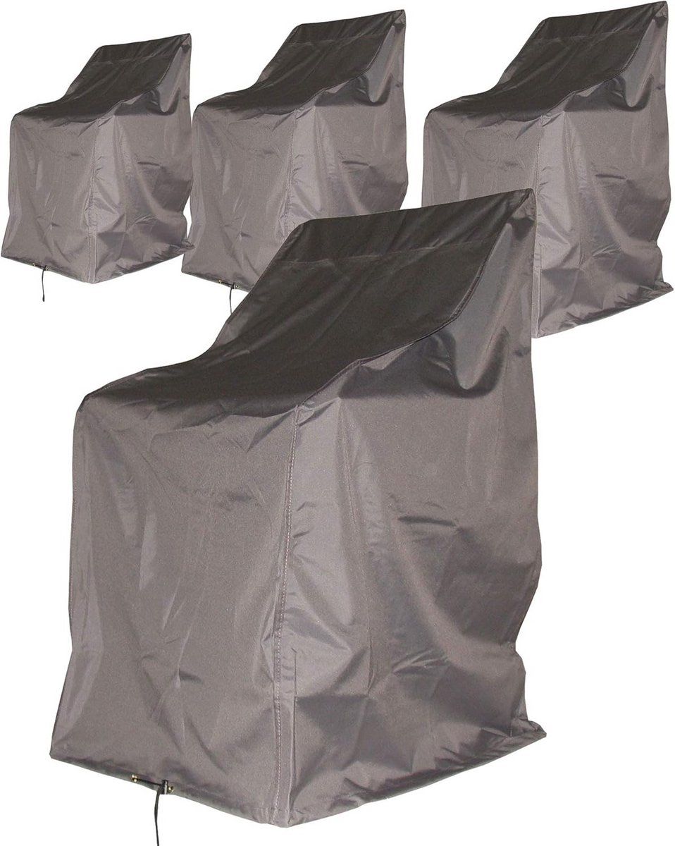 4x stuks tuinstoel beschermhoezen waterdicht stapelbaar grijs