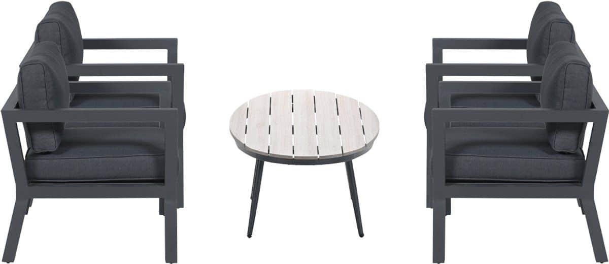 5 delige loungeset ridge 4 luxe lounge fauteuils inclusief salontafel