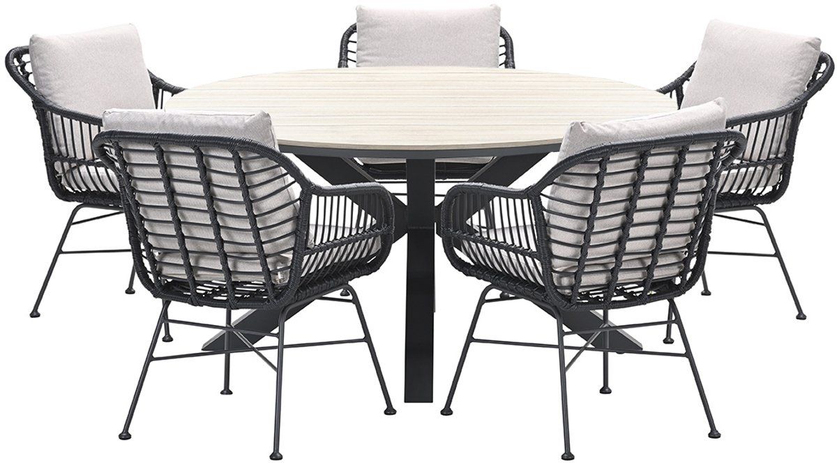 5 persoons ronde tuinset edison tafel 5 margriet stoelen