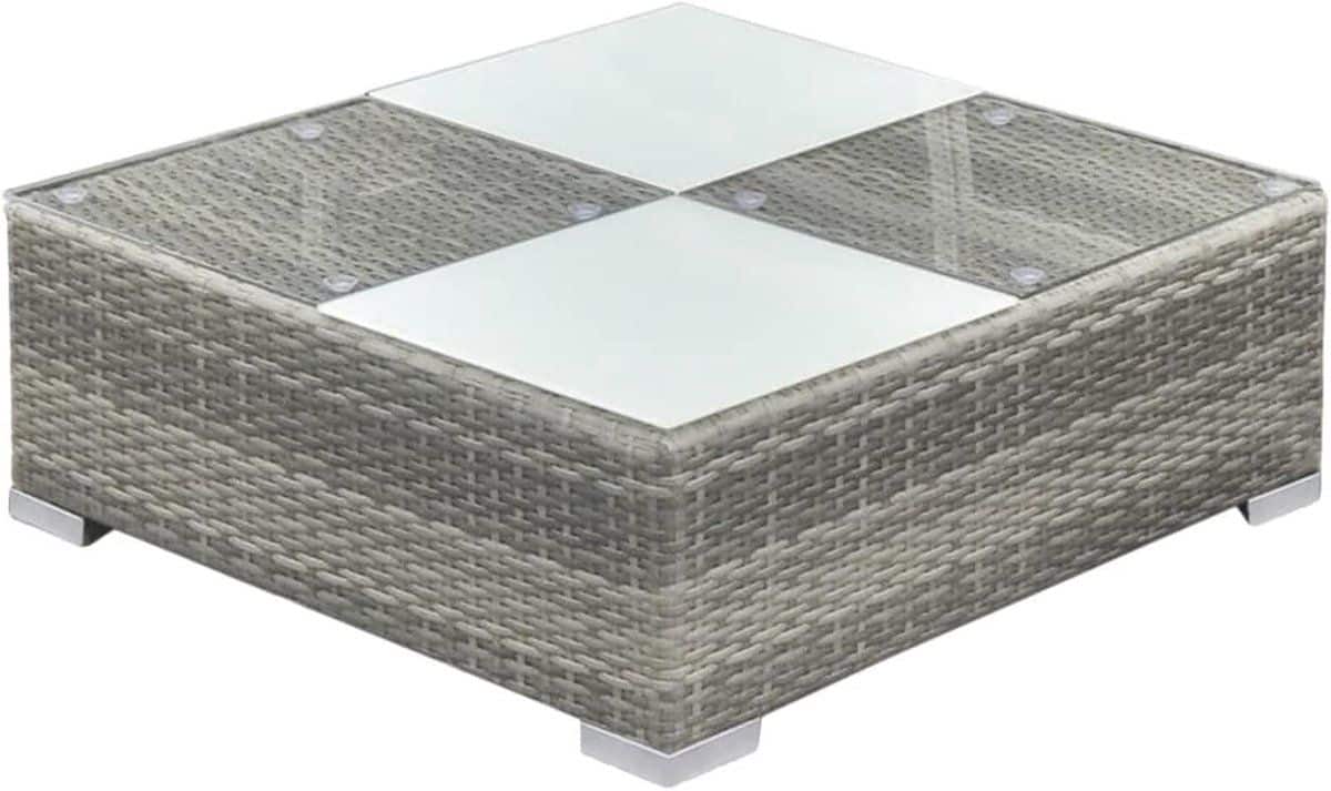 6 delige hoek loungeset tuin polyrotan grijs tuinmeubelen