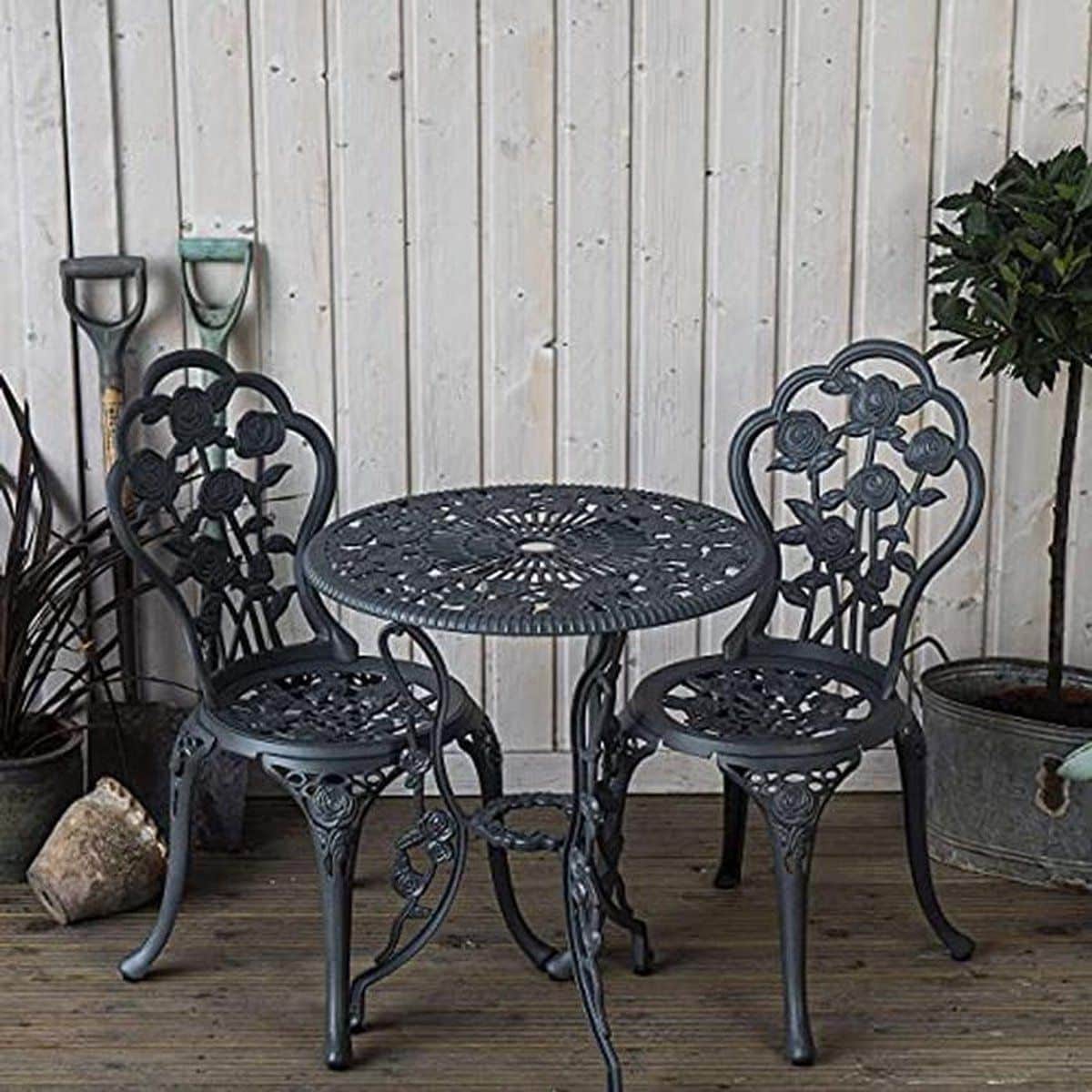 65 cm bistroset in leigrijs weerbestendig tuinmeubelset