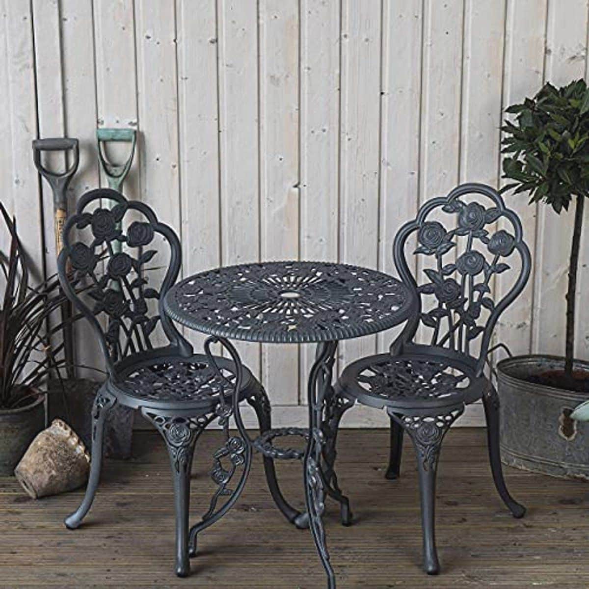 65 cm bistroset in leigrijs weerbestendig tuinmeubelset