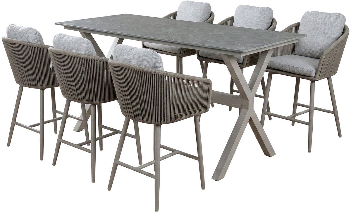 7 delige barset | 6 barstoelen alezio (camel) | bartafel barletta