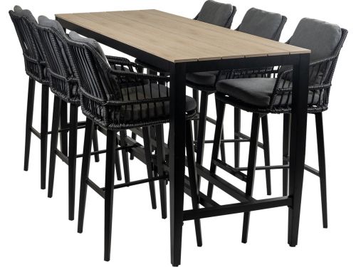 7-delige barset | 6 Isabel barstoelen Black | Cyprus bartafel