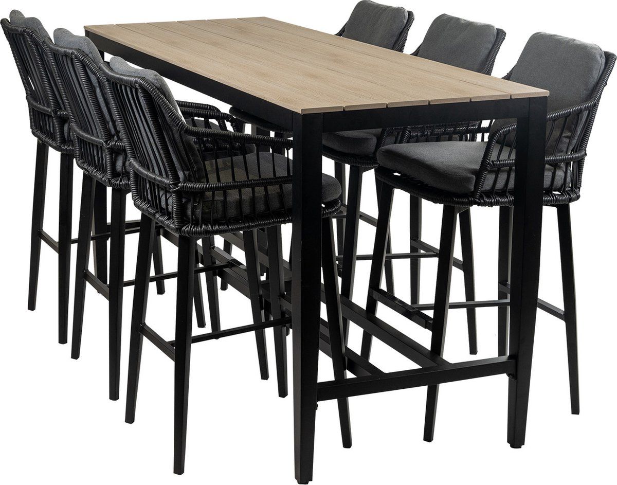 7 delige barset | 6 isabel barstoelen black | cyprus bartafel