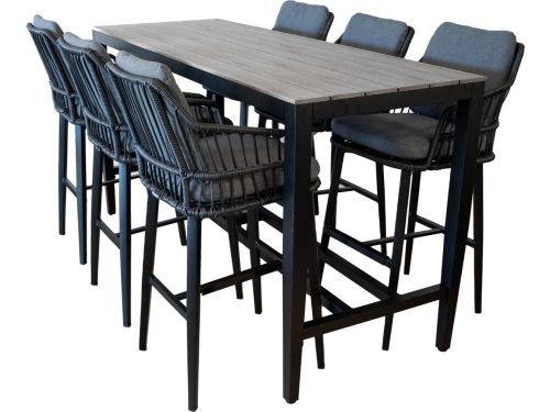 7-delige barset | 6 Isabel barstoelen Black | Cyprus bartafel
