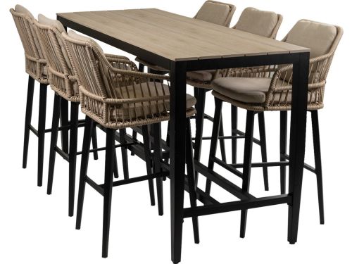 7-delige barset | 6 Isabel barstoelen Sand | Cyprus bartafel
