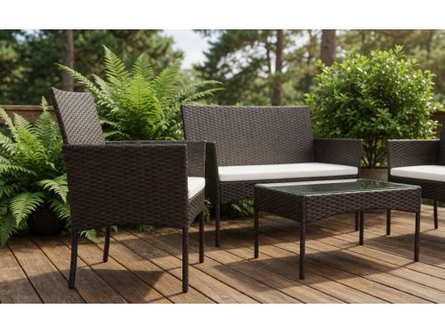 7-Delige Polyrotan Tuinloungeset Bruin - Zitgroep 2-Zits Bank + 2