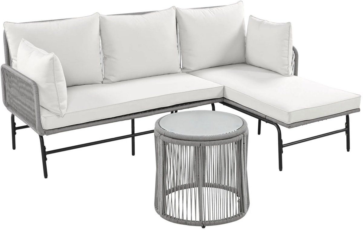 aafinity 6 delige tuinset terrasset met loungeset, ijzeren frame