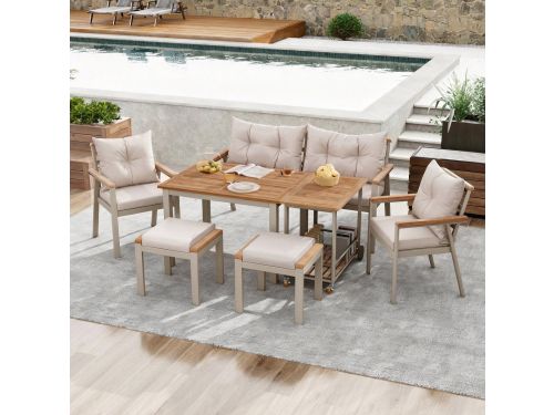 Acacia Houten Tuinset - 6-7 Personen - Incl. Eettafel, Bank