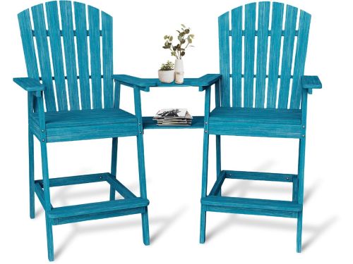 Adirondack Barstoelen 2 Stuks - 70x72x135cm - Met Verbindend Dienblad