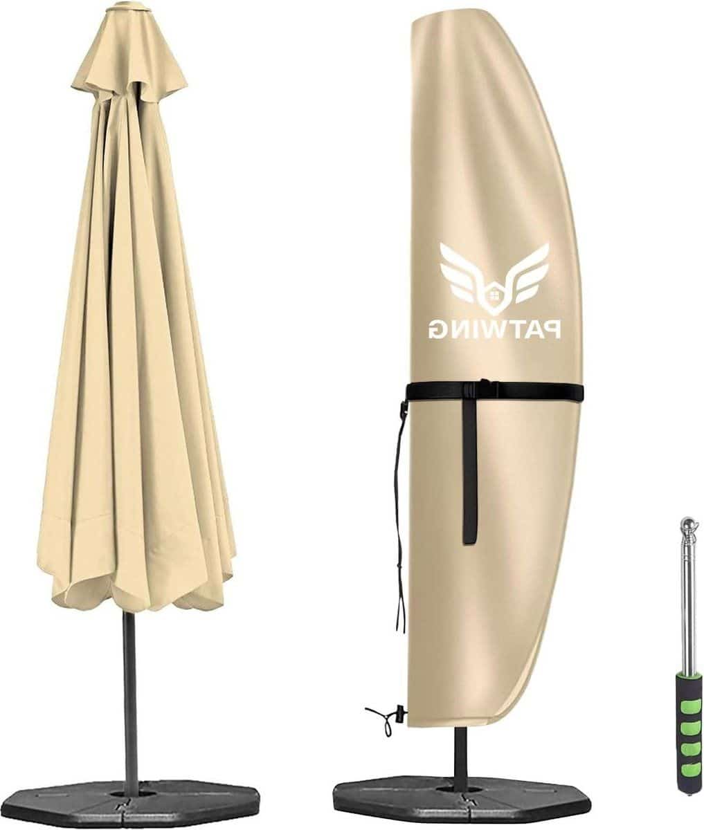 afdekking voor zweefparasol tuin parasolhoes beige 280 x 30