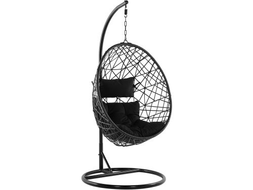 ALATRI - Hangstoel met standaard - Zwart - PE rotan