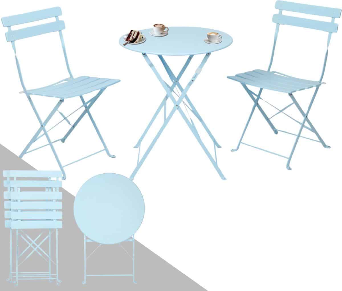 albatros bistroset 3 delig, blauw bistrotafel met 2 stoelen