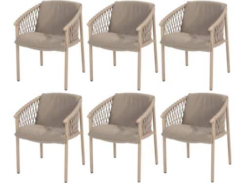 Allora dining tuinstoel latte 4 Seasons Outdoor set van 6