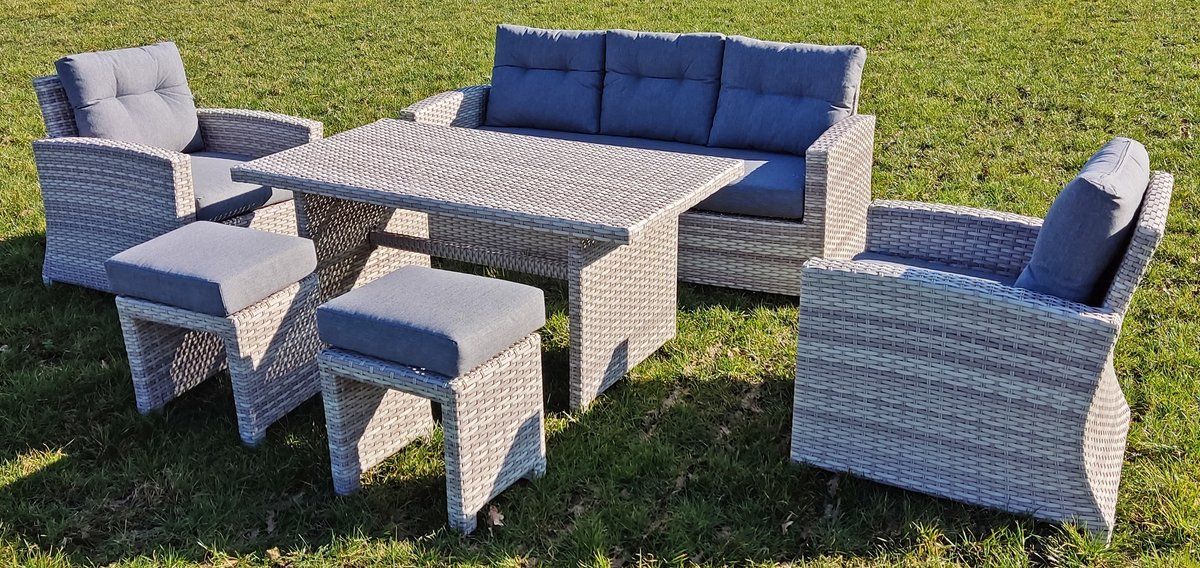 aluminium lounge dining set dinerset 7 personen